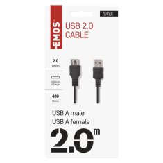 Emos USB kabel 2.0 A vidlice – A zásuvka 2m