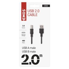 Emos USB kabel 2.0 A vidlice – B vidlice 2m