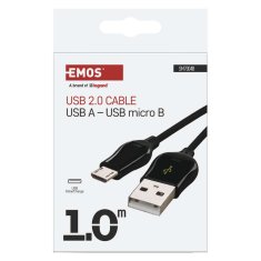 Emos Rychlonabíjecí a datový kabel USB-A 2.0 / micro USB-B 2.0, Quick Charge, 1 m, černý