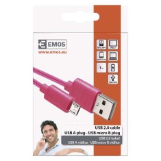 Emos Nabíjecí a datový kabel USB-A 2.0 / micro USB-B 2.0, 1 m, růžový