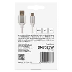 Emos Nabíjecí a datový kabel USB-A 2.0 / USB-C 2.0, 1 m, bílý