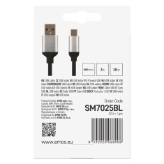 Emos Nabíjecí a datový kabel USB-A 2.0 / USB-C 2.0, 1 m, černý