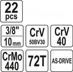 YATO Gola sada 3/8", 22 ks - YT-38561
