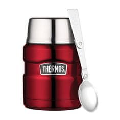 Thermos Style Termoska na jídlo se skládácí lžící a šálkem - červená 470 ml