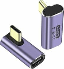 zahnutý 90° Adaptér USB-C Female - USB-C Male 40Gbps Aluminium