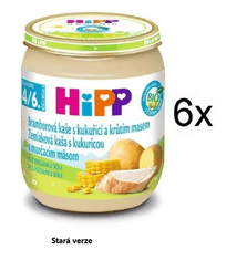 HiPP BIO Bramborová kaše s kukuřicí a krůtím masem 6 x 125g