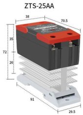 HADEX Bezkontaktní relé na DIN lištu SSR ZTS-25DA, 24-600VAC