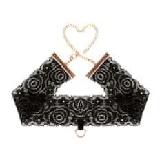 Rosy Gold Rosy Gold Lace Cuffs and Collar (Black), obojek s náramky