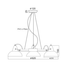 ACA ACA Lighting Vintage závěsné svítidlo KS2025P3BK