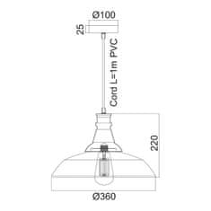 ACA ACA Lighting Vintage závěsné svítidlo KS1290P36T1BK