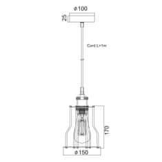 ACA ACA Lighting Vintage závěsné svítidlo KS1342P151BK