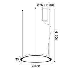 ACA ACA Lighting závěsné svítidlo LED 36W 3000K 2700lm HARMONY černá hliník IP20 D42XH120CM BR97LEDP40BK