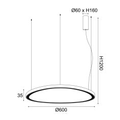 ACA ACA Lighting závěsné svítidlo LED 54W 3000K 4000lm HARMONY bílá hliník IP20 D60XH120CM BR97LEDP60WH