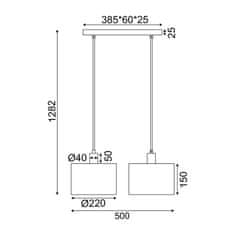 ACA ACA Lighting závěsné svítidlo 2XE27 CHIOS krémová textil plus dřevo 50X22XH130CM TF20862PC