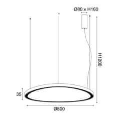 ACA ACA Lighting závěsné svítidlo LED 74W 3000K 6500lm HARMONY zlatá hliník IP20 D80XH120CM BR97LEDP80GD