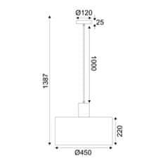 ACA ACA Lighting závěsné svítidlo 1XE27 CHIOS krémová textil plus dřevo D45XH140CM TF20861PC