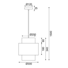 ACA ACA Lighting závěsné svítidlo 1XE27 NISYROS textil plus ratan D30XH150CM TF20831PG