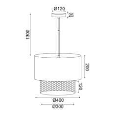 ACA ACA Lighting závěsné svítidlo 2XE27 NISYROS černá textil plus ratan D40xH150CM TF20832PB