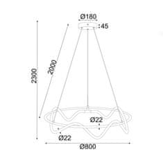 ACA ACA Lighting závěsné svítidlo LED 60W 3000K 3400lm WAVE černá kov IP20 D80XH230CM ZM36LEDP80BK