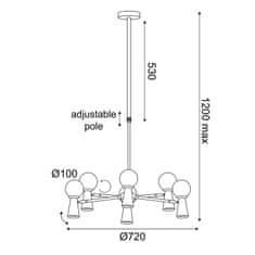 ACA ACA Lighting závěsné svítidlo 6xG9 plus 6xGU10 KIMOLOS zlatá kov plus bílá D72X120CM OD94206PG