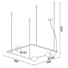 ACA ACA Lighting závěsné svítidlo 4XG9 QUADRO černá kov plus bílá 58X58X120CM OD91584PB