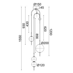 ACA ACA Lighting závěsné svítidlo LED 19W 3000K 1950lm AMELIA černá plus matné sklo D37XH150CM TNK323LED19P