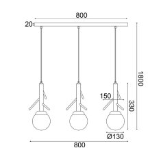 ACA ACA Lighting závěsné svítidlo 3XE14 FLORESTA dřevo 80X15XH180CM EF93573P