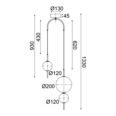 ACA ACA Lighting závěsné svítidlo LED 15W 3000K 1500lm AMELIA černá plus matné sklo D37XH130CM TNK323LED15P