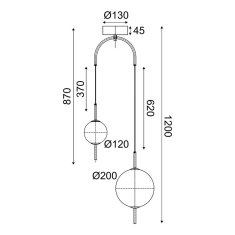 ACA ACA Lighting závěsné svítidlo LED 11W 3000K 1150lm AMELIA černá plus matné sklo D37XH120CM TNK323LED11P