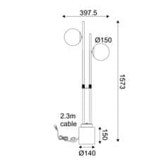 ACA ACA Lighting stojací lampa 2XE14 QUADRO černá plus bílá mramor, kov IP20 40X15XH157CM ML127022FBK