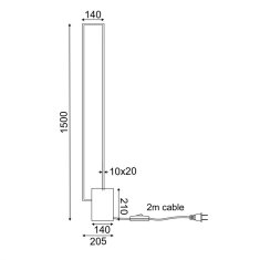 ACA ACA Lighting stojací lampa LED 35W 3000K 2800LM AELIA černá IP20 20,5X14XH150CM PN30LEDFBK