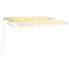 Vidaxl Ručně zatahovací markýza s LED světlem 400 x 300 cm žlutobílá