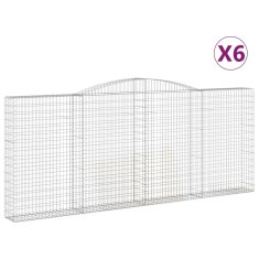 Vidaxl Klenuté gabionové koše 6 ks 400x30x160/180cm pozinkované železo