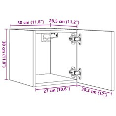 Vidaxl Nástěnné TV skříňky 2 ks betonově šedé 30,5x30x30 cm