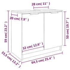 Vidaxl Koupelnová skříňka černá 64,5 x 33,5 x 59 cm kompozitní dřevo