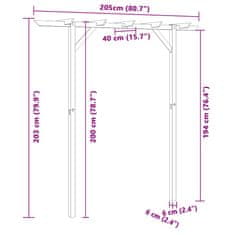 Vidaxl Zahradní pergola 205 x 40 x 203 cm dřevo