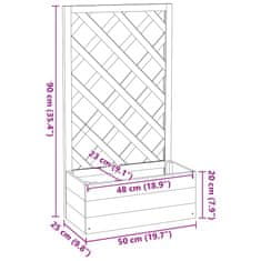 Vidaxl Zahradní truhlík s treláží šedý 50 x 25 x 90 cm masivní jedle