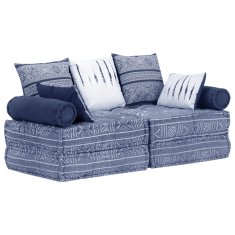 Vidaxl 2místný modulární pouf indigo textil