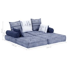 Vidaxl 2místný modulární pouf indigo textil