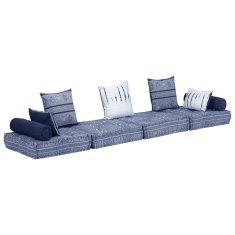 Vidaxl 2místný modulární pouf indigo textil