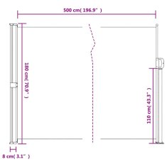 Vidaxl Zatahovací boční markýza taupe 180 x 500 cm