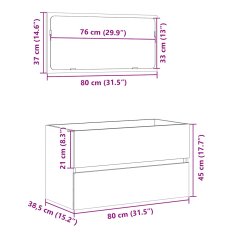 Vidaxl Koupelnová skříňka se zrcadlem dub sonoma 80 x 38,5 x 45 cm