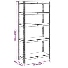 Vidaxl 5patrový úložný regál stříbrný ocel a kompozitní dřevo