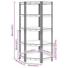 Vidaxl 5patrový rohový regál stříbrný ocel a kompozitní dřevo