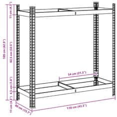 Vidaxl 2patrový police na pneumatiky stříbrná 110x40x109 cm ocel