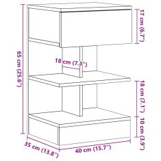 Vidaxl Bedside Cabinet starého dřeva 40x35x65 cm dřevotříska