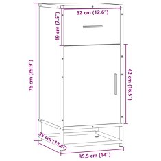 Vidaxl Příborník hnědý dub 35,5 x 35 x 76 cm kompozitní dřevo a kov