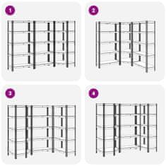 Vidaxl 3 kusů 5patrové regály modré ocel a kompozitní dřevo