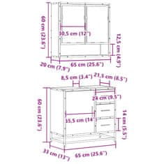 Vidaxl 2dílný set koupelnového nábytku hnědý dub kompozitní dřevo