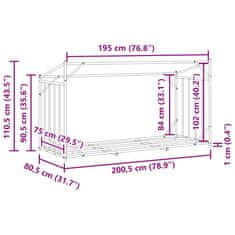 Vidaxl Stojan na palivové dřevo s krytem 200,5x80,5x110,5 cm